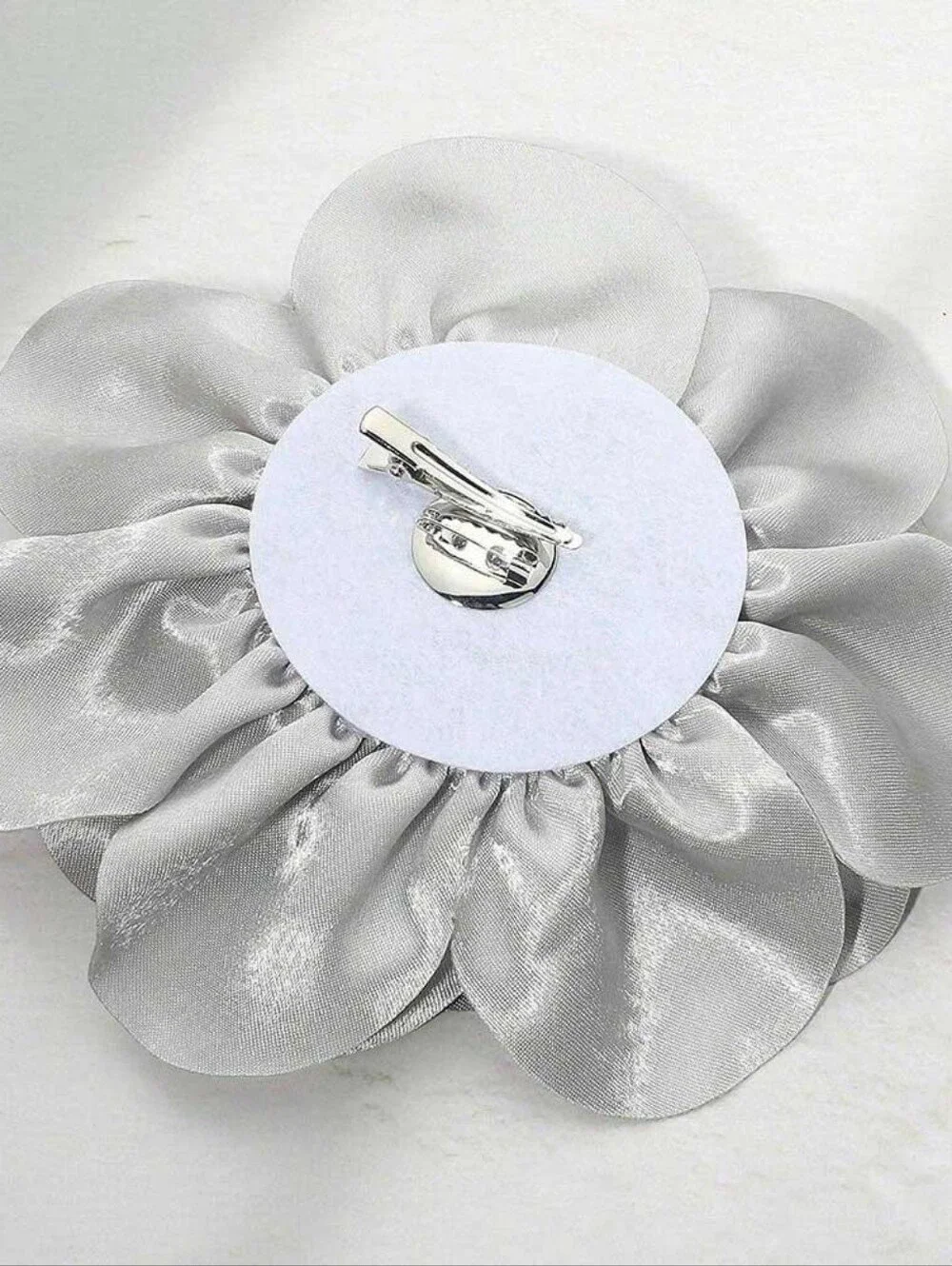 Black Oversized Fabric Camellia Flower Brooch Pin Hairpin 3D Womens Statement